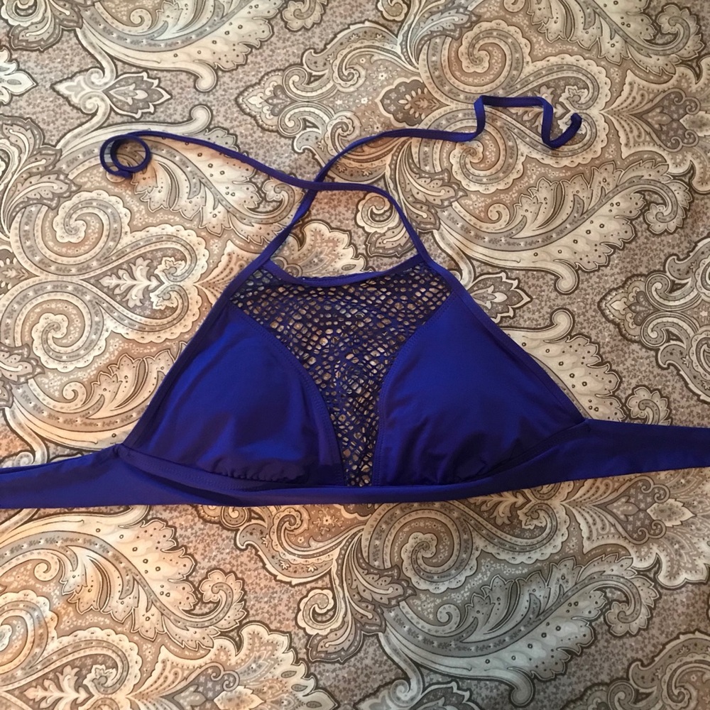 Blue halter top swim top